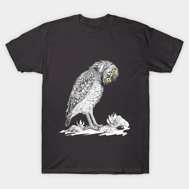 Burrowing Owl - A Matter of Perspective - by Nadya Neklioudova T-Shirt by nadyawildlife